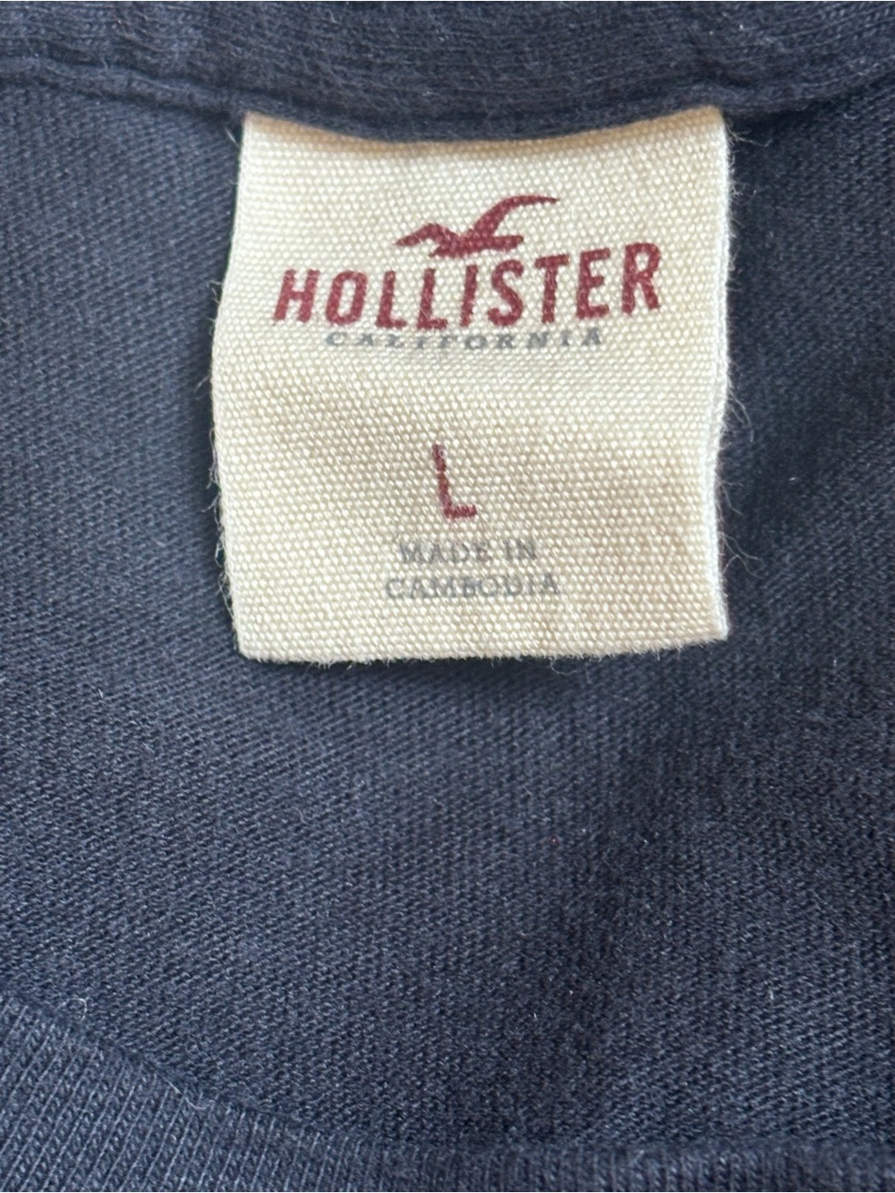 Hollister Navy Long Sleeve Tee with White Logo - Picture 3 of 7